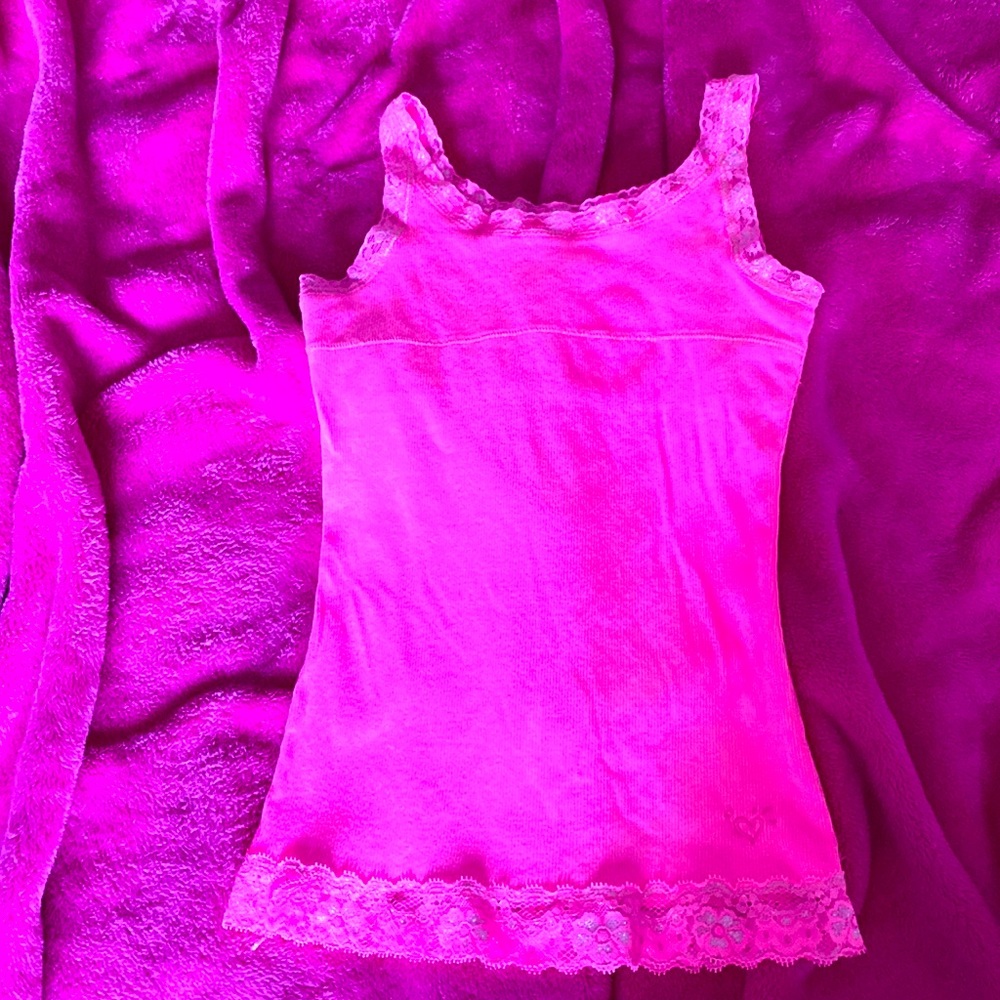 Justice hot neon pink girls tank top.